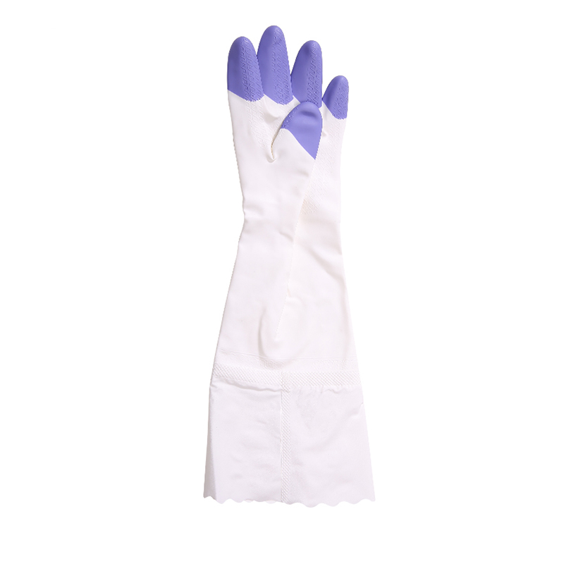 家务手套加绒手套带绒清洁手套鲨鱼油家务洗衣手套 加绒款 紫色M