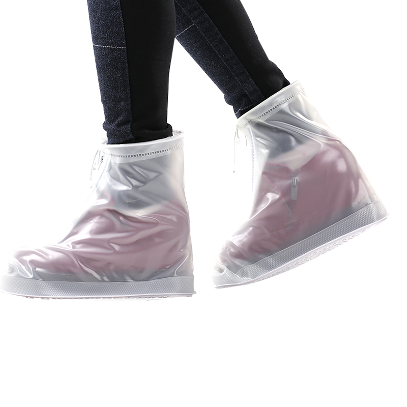 FASOLA防雨鞋套防水防滑鞋套男女雨天户外旅游防雪靴套耐磨加厚底 白色（女款）S号