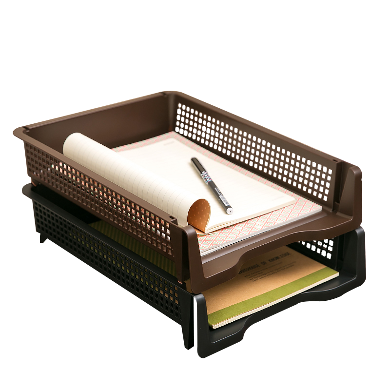 INOMATA日本进口文件盒A4纸收纳盒文件整理盒桌面文件档案收纳筐可叠加