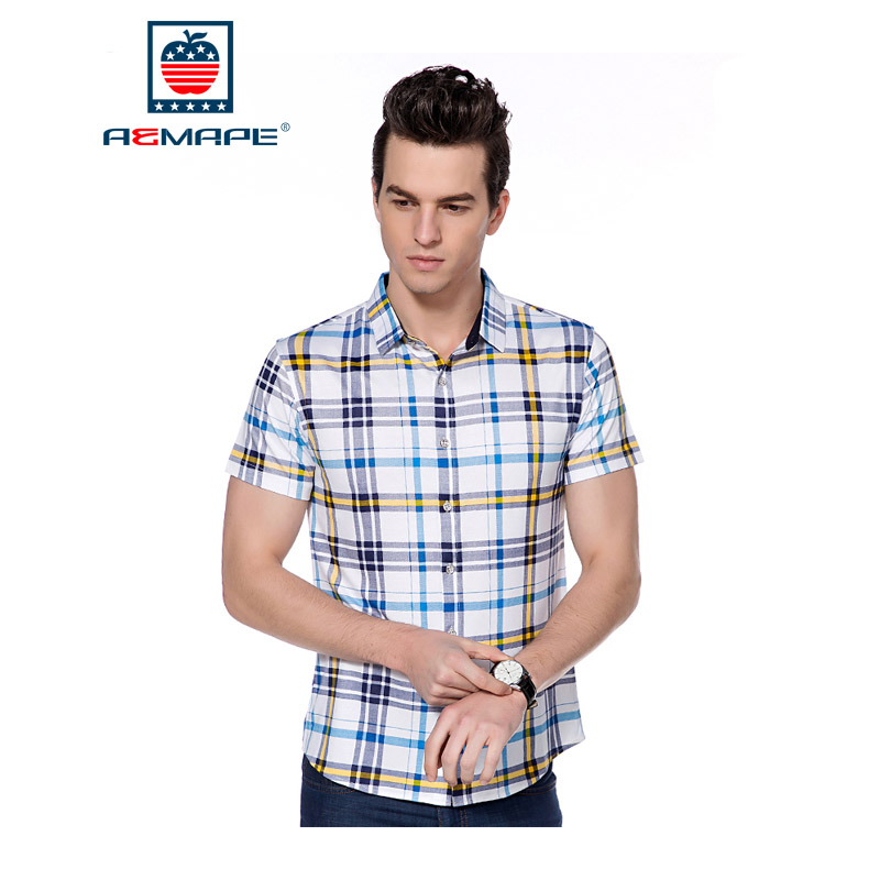 AEMAPE苹果 衬衫男士休闲竹纤维舒适夏季短袖中青年男装短袖