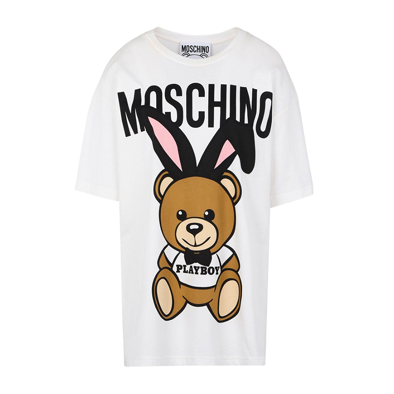 MOSCHINO 莫斯奇诺t恤女装纯棉宽松版短袖 兔女郎小熊V0703 540 1001