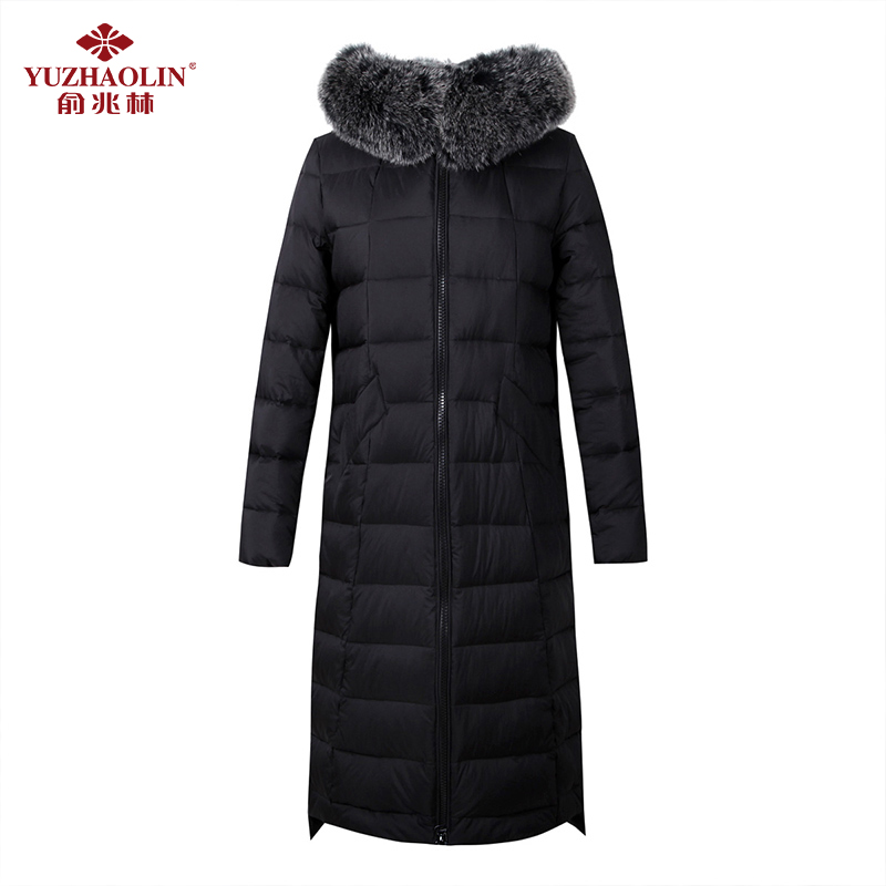 俞兆林女式冬季新款长款狐狸毛领直筒加厚保暖韩版羽绒服外套1658