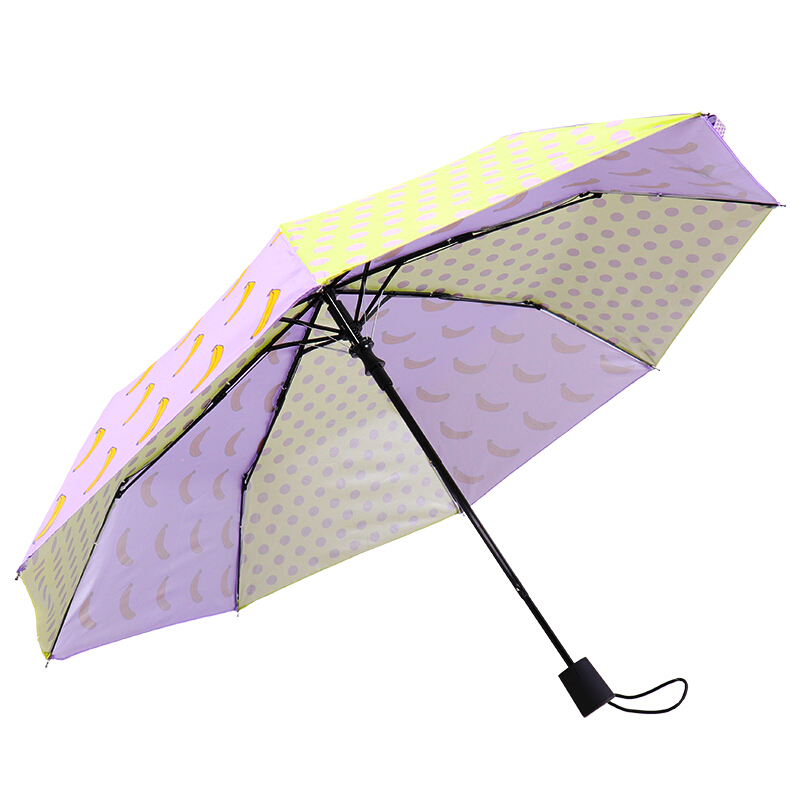 天堂伞 悠悠生活高密聚酯银胶防紫外线三折超轻自开晴雨伞 L31001E