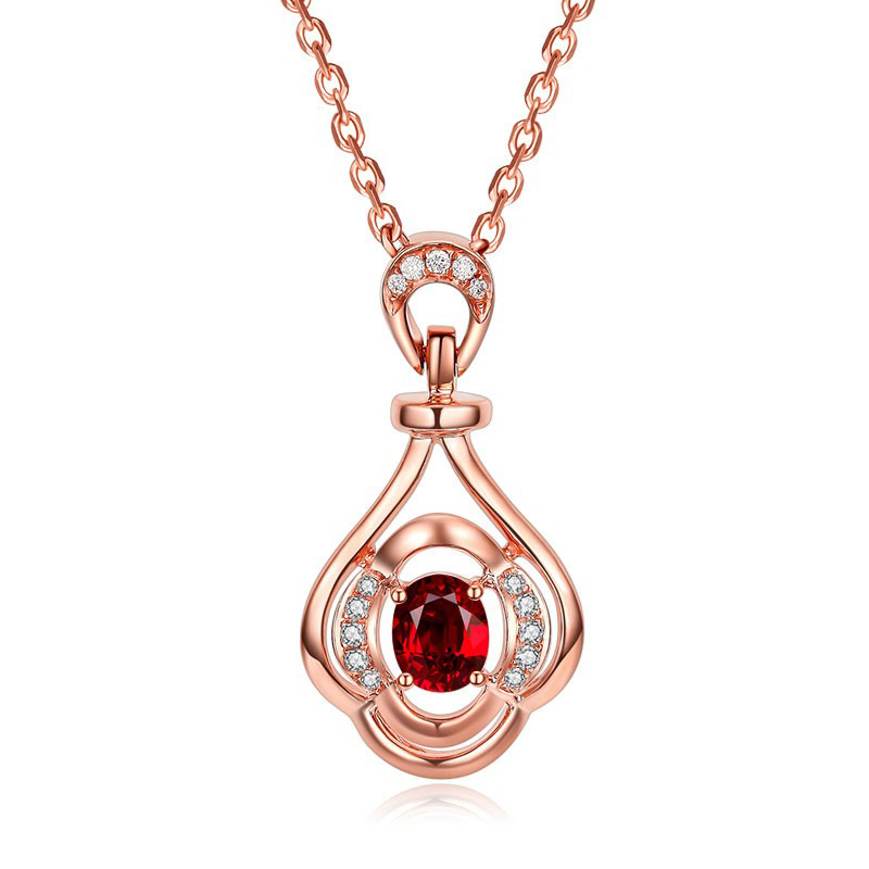 手拉手(Slaso) 玫瑰18K金钻石镶嵌红宝石吊坠 女士款 红宝石约33分 含证书