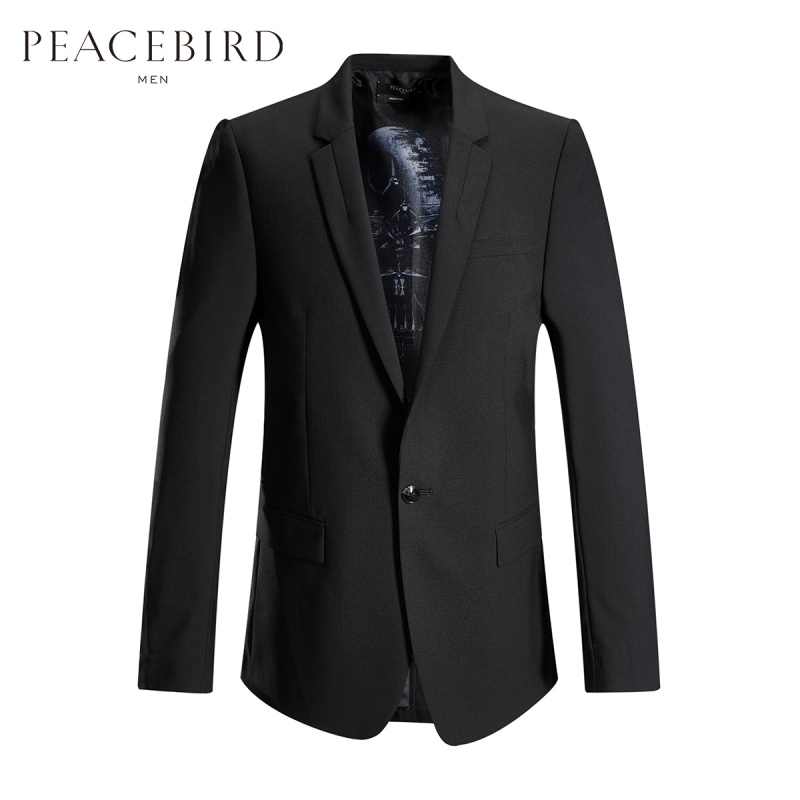太平鸟男装男士新款黑色西装时尚个性内衬便服单西