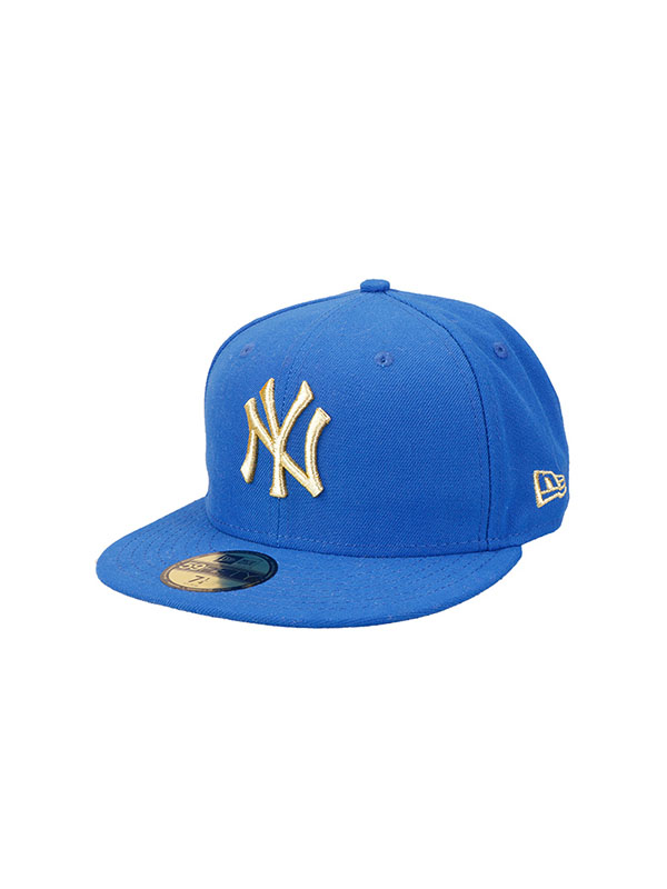 MLB美职棒棒球帽 时尚藏蓝金线平檐帽 百搭封口帽子