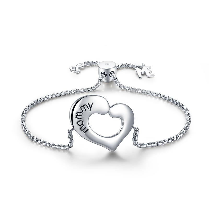 【美国】MY FASHION DESIGN 银手链女S925银首饰品爱心手链女可收缩