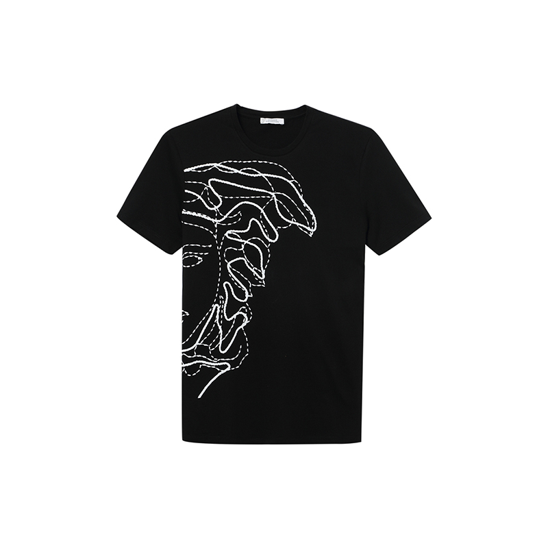 VERSACE COLLECTION 范思哲 男士黑色印花棉质美杜莎图案短袖T恤 V800267S VC9049 V70