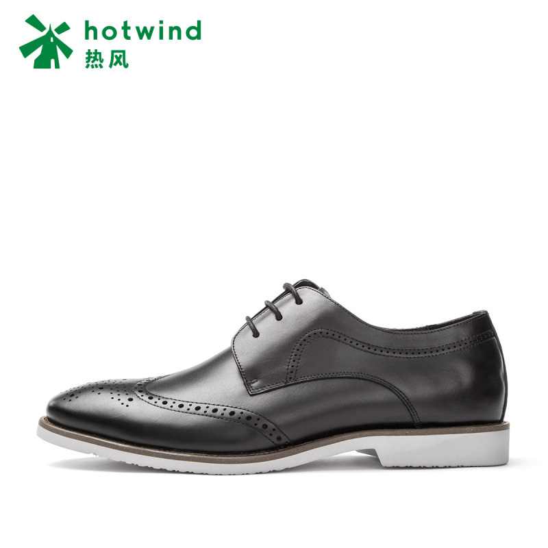 热风hotwind男士皮鞋雕花系带商务休闲鞋潮H41M7119
