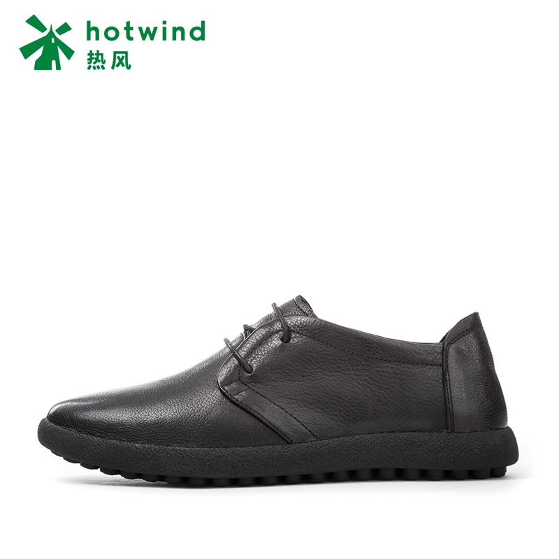 热风hotwind2018新款时尚系带低帮鞋圆头轻便男士休闲皮鞋H44M7101