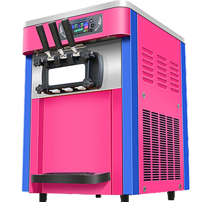 lecon乐创18L冰淇淋机商用 台式小型全自动甜筒雪糕机 食品级塑料内胆2000W功率 软冰激凌机三色包邮