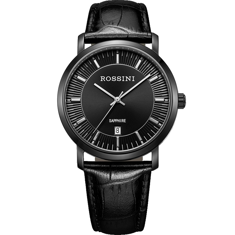 罗西尼(ROSSINI)手表时尚皮带男士石英表 男 腕表防水皮革表带手表 黑盘皮带S5613B04B