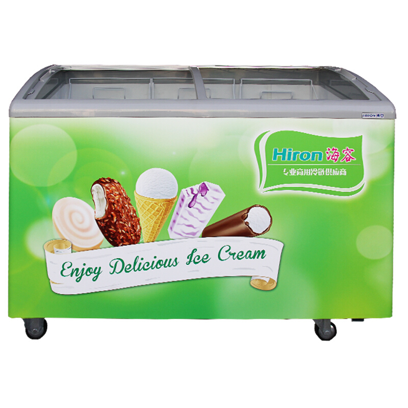 海容(hiron)SD-352卧式弧形玻璃门雪糕冰柜 冷冻冷柜商用冷柜 速冻冰柜352升