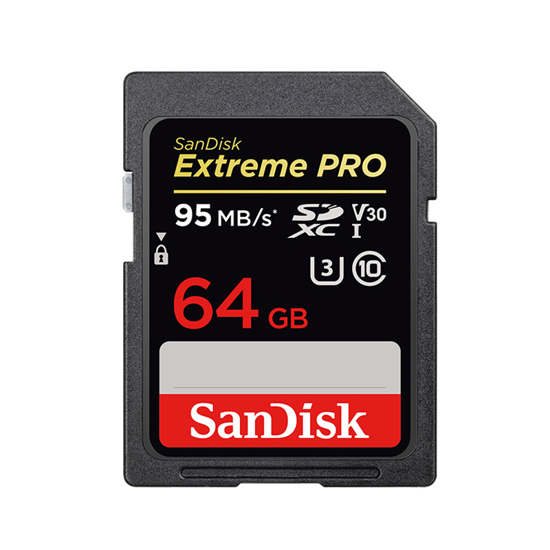 [官方授权]闪迪(SANDISK)SD卡64G 支持4K高清U3 V30 尼康索尼佳能单反相机存储卡200M/S
