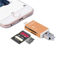 iDragon苹果TF内存卡读卡器 单反相机SD读卡器 iPhone7/8 扩容金属多功能 苹果安卓OTG读卡器 玫瑰金