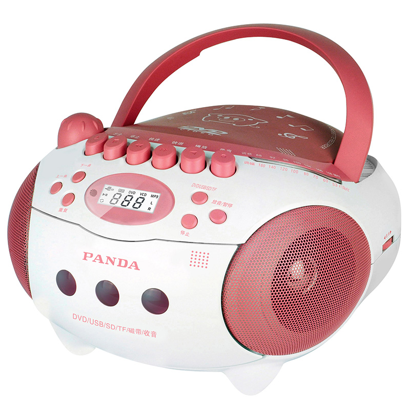 熊猫(PANDA)CD-610 红色CD录音机dvd播放机英语磁带U盘复读录放便携式立体声收音机面包机插卡音箱红色