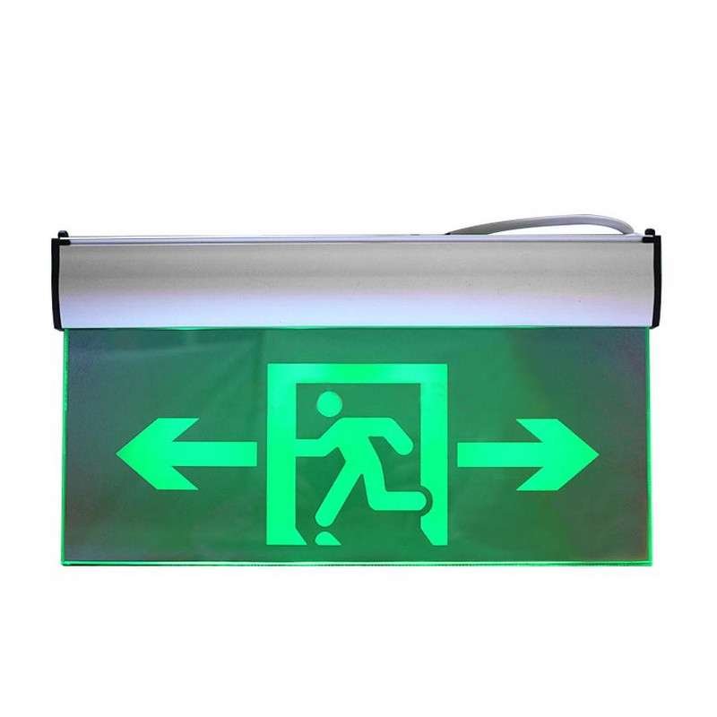 消防标志灯LED消防指示灯应急灯 安全标志灯 安全出口指示灯牌 疏散指示牌照 钢化玻璃双向指示34*18cm