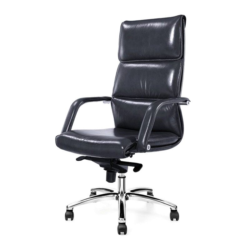 好环境家具 时尚舒适老板办公椅 黑色皮面电脑椅 升降椅 转椅 黑色西皮或牛皮 铝合金脚