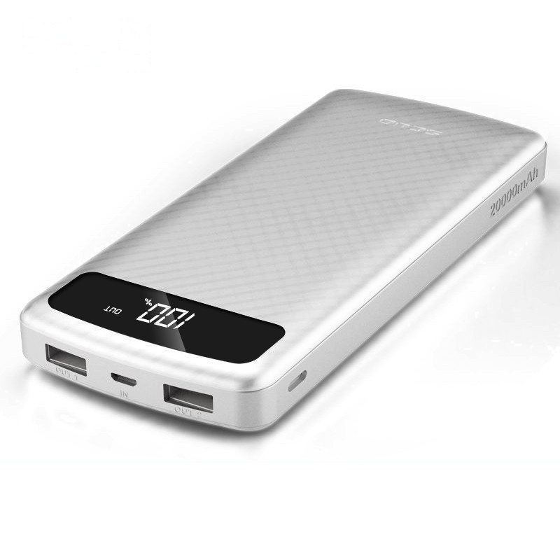 飞毛腿SCUD适用于苹果X小米华为oppo手机品牌充电宝 20000毫安液晶屏显大容量聚合物手机通用移动电源白色