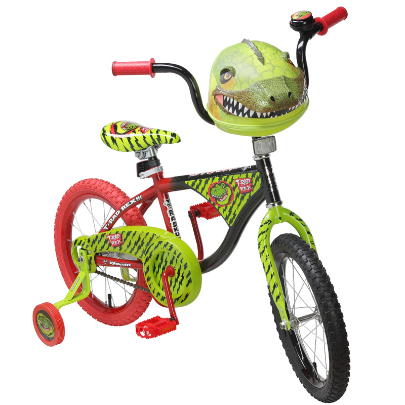 raskullz莱斯狐 MK0028 卡通儿童16寸T-REX自行车 绿色恐龙儿童自行车