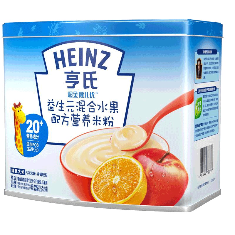 亨氏Heinz 超金健儿优益生元混合水果配方营养米粉225g 辅食添加初期至36个月适用