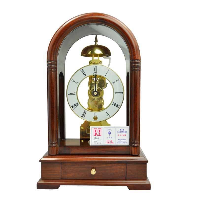北极星T332H 欧式实木台钟 红木机械透视座钟 家居装饰古典床头钟