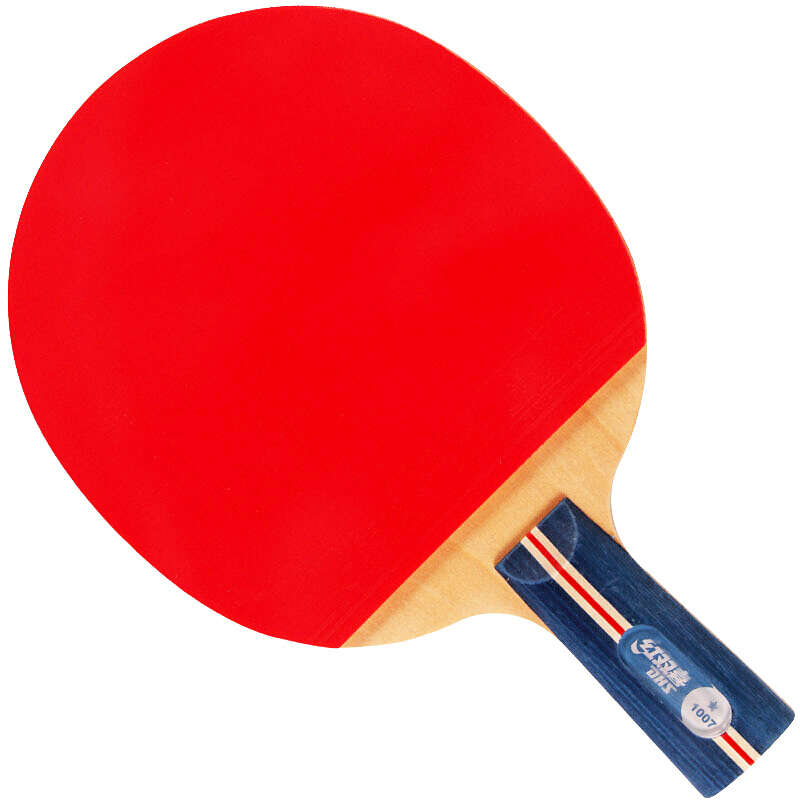 红双喜DHS乒乓球拍乒乓球成品拍 R1007 双面长反胶直拍短柄 1星级攻防结合型 原装拍套