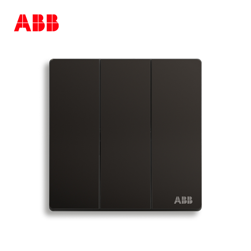 ABB开关插座轩致无框 星空黑 三位三开三联单控开关面板AF123-885