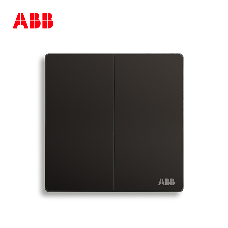 ABB开关插座 轩致无框 星空黑色 二位二开双控开关面板AF126-885