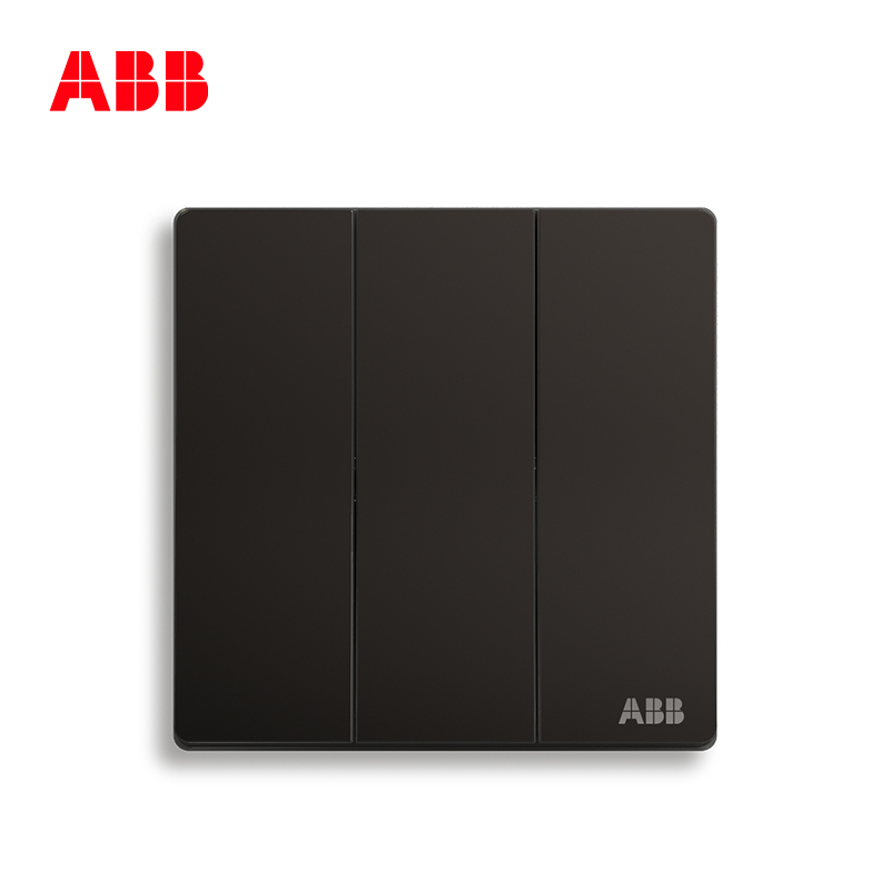 ABB开关插座轩致无框 星空黑 三位三开三联双控开关面板AF121-885