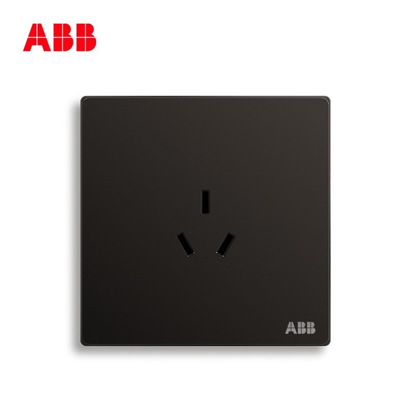 ABB开关插座 轩致无框 星空黑色 一位10A三孔插座AF203-885