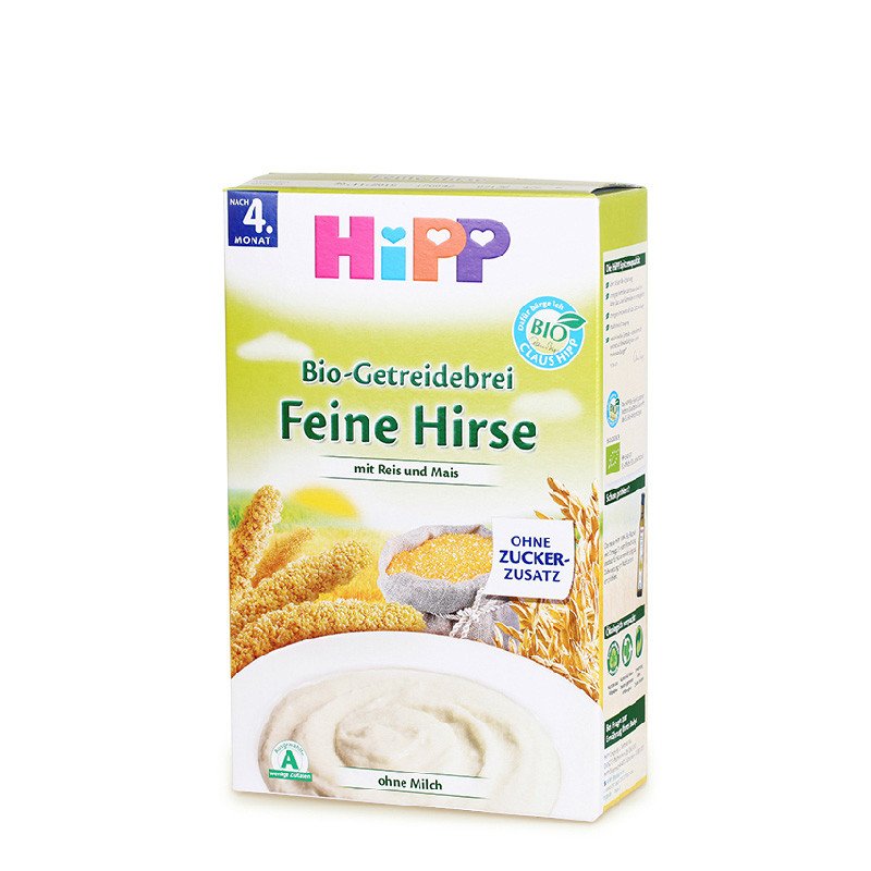德国原装进口喜宝Hipp有机免敏小米婴儿米粉糊盒装1段250g适用年龄4个月以上宝宝辅食添加初期以上