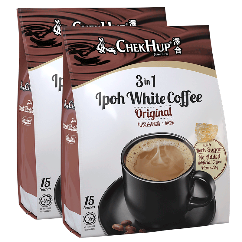 马来西亚原装进口 泽合怡保原味白咖啡600g袋装15包 三合一速溶咖啡粉