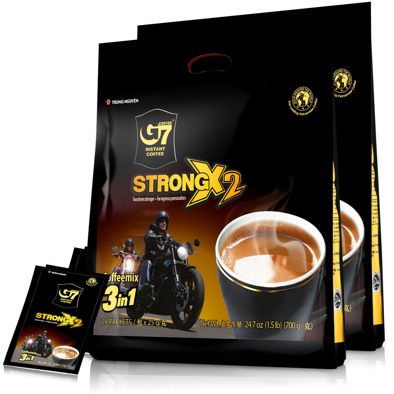越南原装进口 中原G7 三合一咖啡浓醇700g*2袋(25g*56包) 速溶咖啡粉袋装提神冲饮饮品