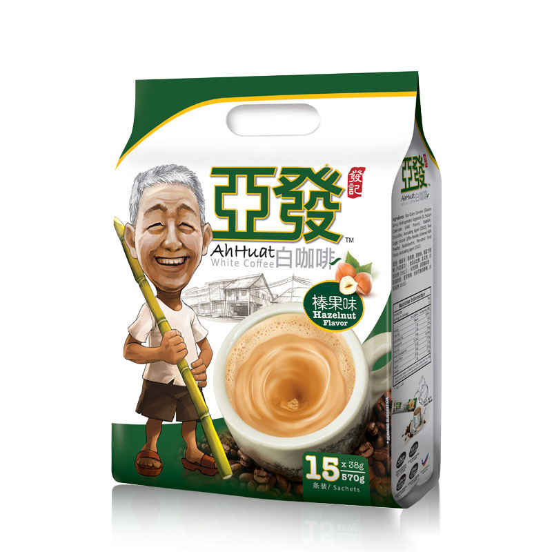 马来西亚进口 ahhuat 亚发白咖啡 三合一榛果味570克/袋装 速溶咖啡粉