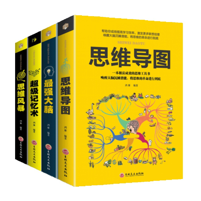 正版包邮 全4册超级记忆术大脑 思维导图 思维风暴教你简单快速有效的提升记忆快速提高左右脑思维和技巧智慧智商训练书