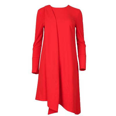贝瑞英格2017春季装新款连衣裙时尚宽松红色长袖针织a字中裙子女