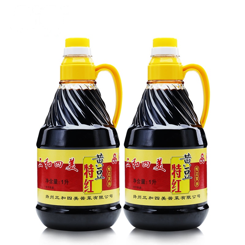 三和四美黄豆酱油1L*2瓶扬州特产酿造红烧酱油老抽厨房调味品农家酱油