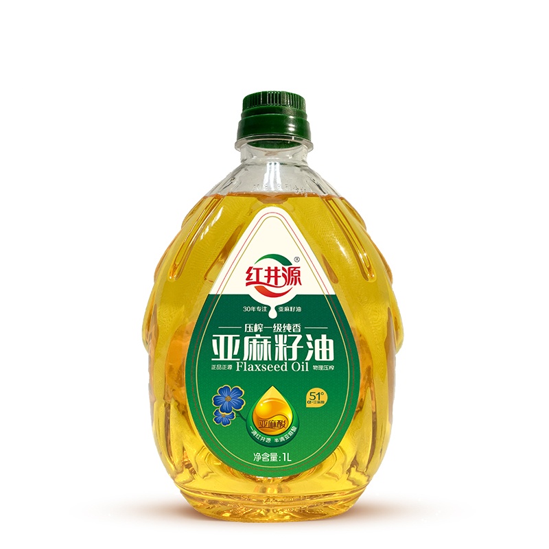 红井源压榨一级亚麻籽油1L/胡麻油/食用油/麻油