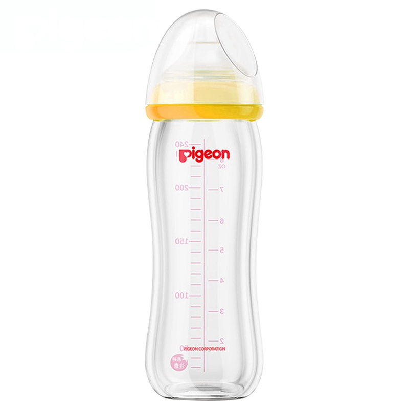 贝亲(Pigeon)玻璃奶瓶 宽口径玻璃奶瓶 贝亲奶瓶 宝宝喂养用品 240ml黄色AA71