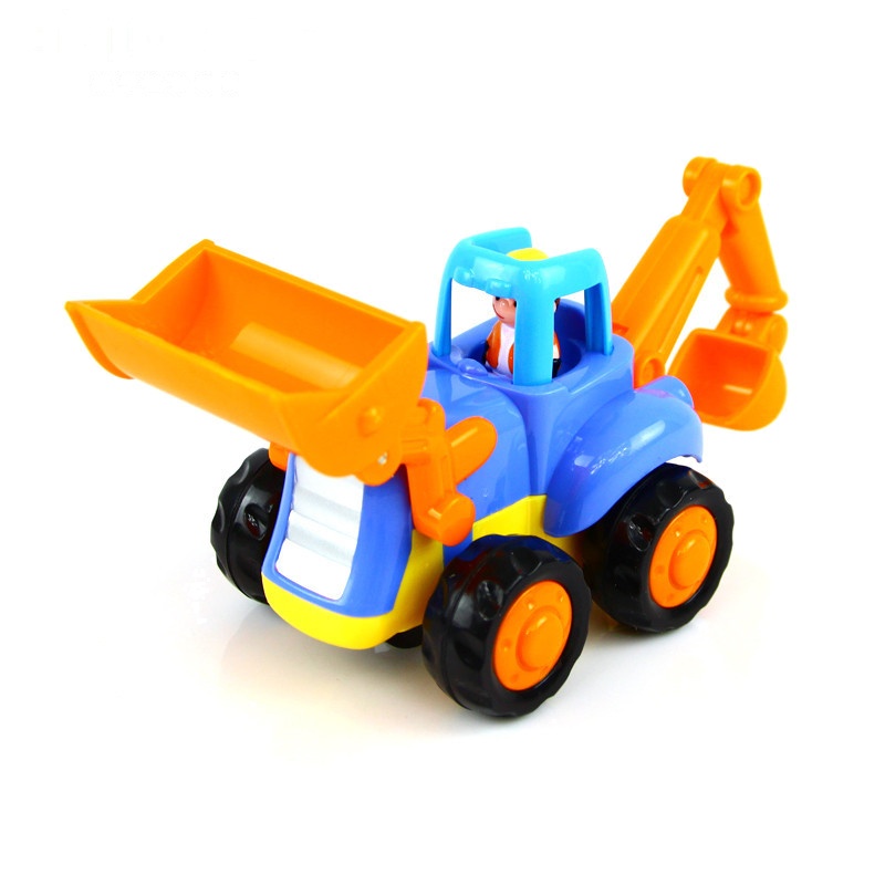 汇乐HUILE 工程车挖掘机回力惯性小汽车儿童搅拌车男宝宝铲车玩具车套装塑料玩具工程运输车[挖土车]