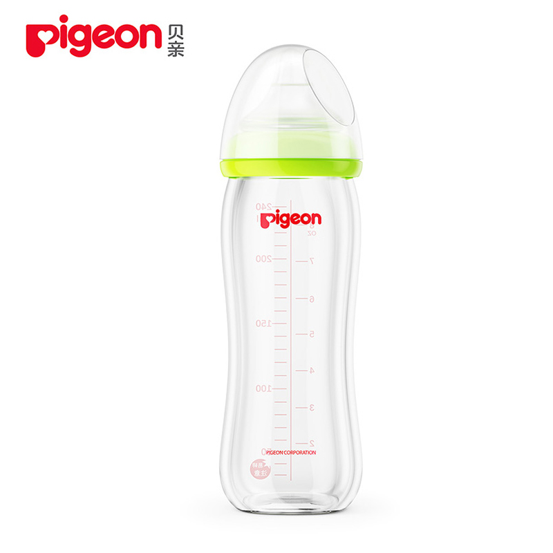 Pigeon/贝亲 自然实感宽口径玻璃奶瓶240ml配L奶嘴 AA91/AA92
