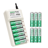 德力普(Delipow) 充电电池 5号/7号电池充电器套装 12节电池+六槽标准充电器 可充5号7号充电电池