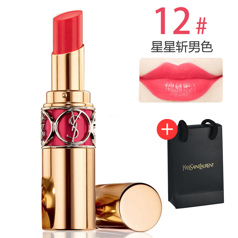 YSL 圣罗兰 圆管shine口红杨树林莹亮纯魅唇膏口红 4.5G圆管唇膏12#红粉派对斩男色