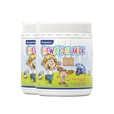 [2瓶]澳洲Maxigenes 美可卓 蓝莓护眼片牛奶咀嚼片1岁以上儿童青少年150片瓶装膳食营养补充剂