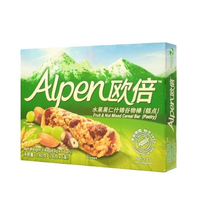 欧倍(Alpen)水果+果仁什锦谷物棒(糕点)5条装 140g