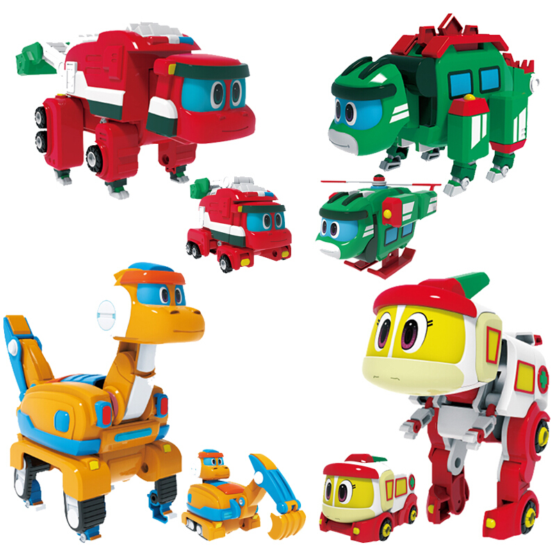 灵动帮帮龙出动玩具恐龙探险队变形机器人棒棒龙韦斯全套儿童玩具 发声变形 艾奇 佩利 波齐 斯东