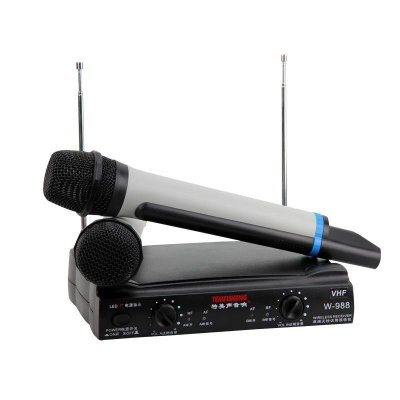 1特美声Temeisheng W988无线话筒一拖二家用KTV用专业无线麦克风 黑色