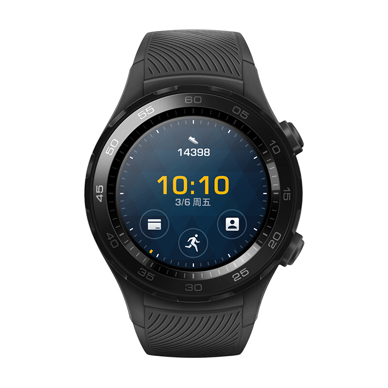 HUAWEI WATCH 2 华为第二代智能运动手表 蓝牙版（碳晶黑）蓝牙通话 独立GPS 支持移动支付 NFC