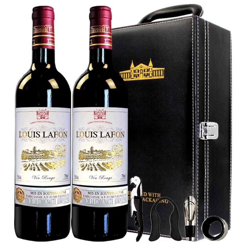 法国进口红酒 路易拉菲干红葡萄酒 红酒礼盒 750ml*2瓶